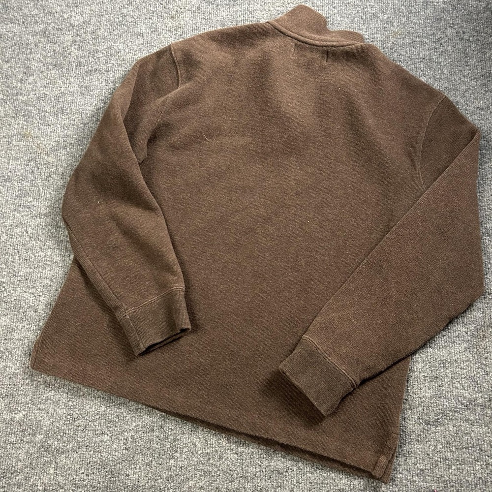 Polo By Ralph Lauren Sweater Mens Medium Brown 1/4 Zip Mock Neck Knit Logo - Picture 4 of 5